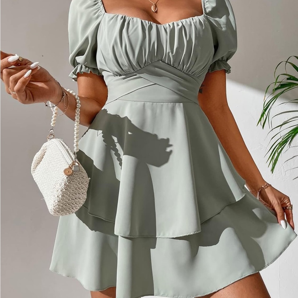 Stylish Puff Sleeve Dress with Bow